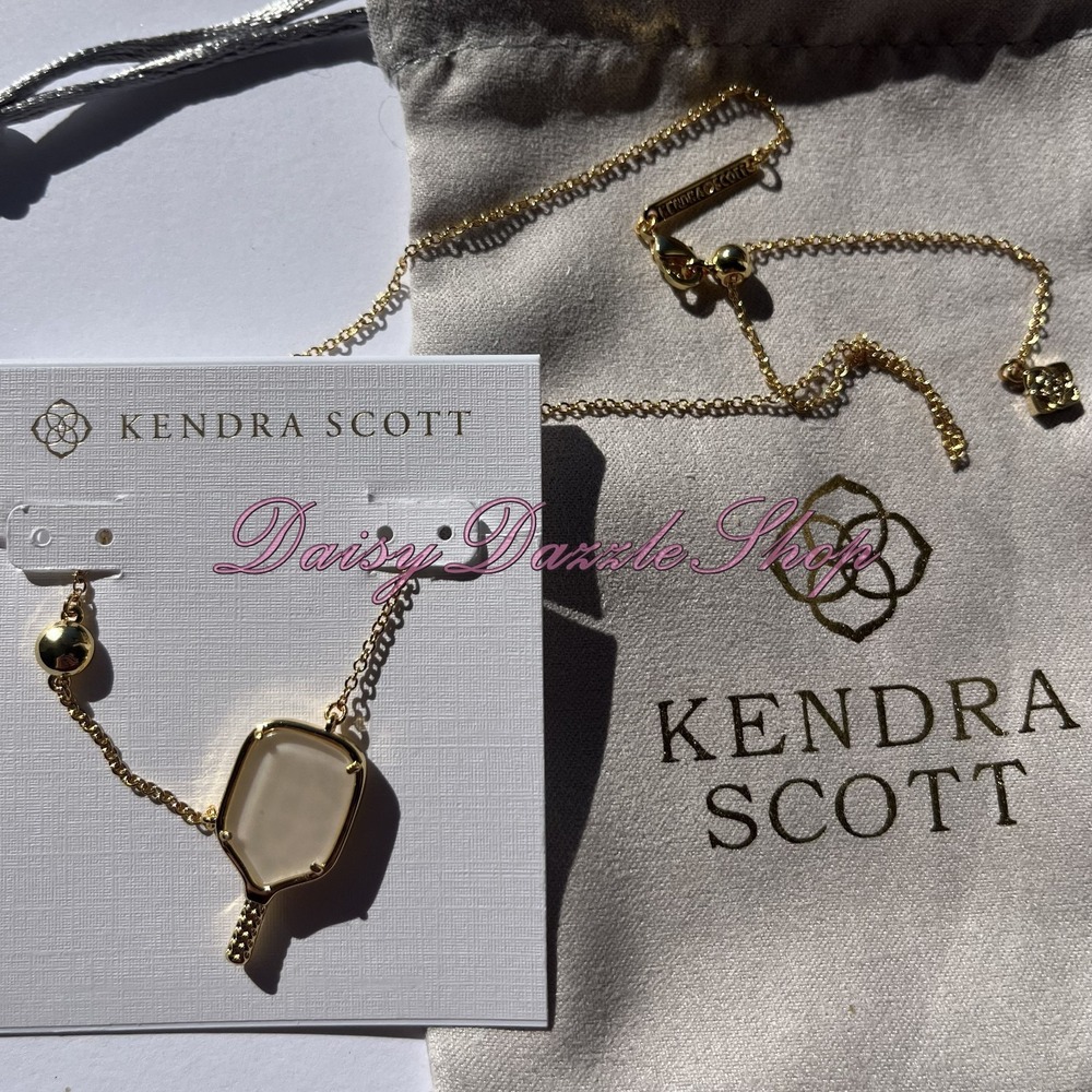 ✨Kendra Scott Pickleball Gold Short Pendant Necklace Ivory Mother-of-Pearl New✨ - Picture 3 of 7